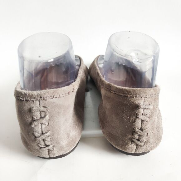 Frye Ballet Flats Size 10 Taupe Leather Suede Trendy Regina Pointed Toe Coquette - Picture 4 of 13
